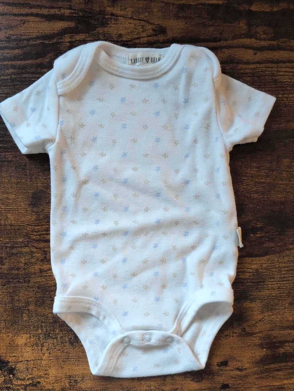 5/$25 Rabbit + Bear White Baby Onesie Bodysuit 0-3M